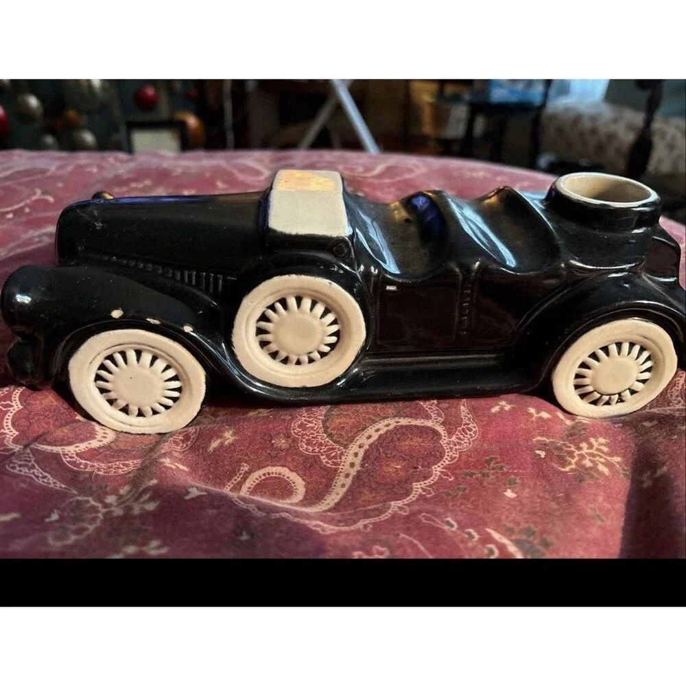 Vintage 1950s McCoy Pottery Black Antique Car Planter USA Incomplete